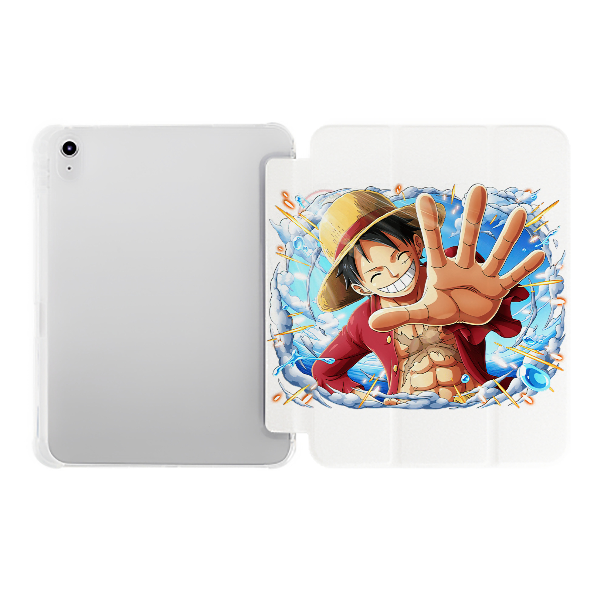 （画像用） ワンピース モンキー・D・ルフィ ONE PIECE Monkey D. Luffy IPad ケース ペン収納付き 三つ折りスタンド PUレザー×シリコン 対応機種9.5/10.5/10.9インチ